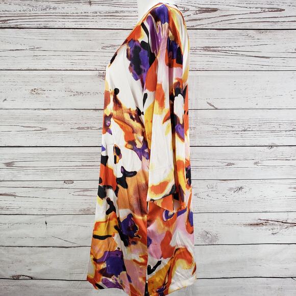 Natori Women's Satin Watercolor Pansy Pockets Night Shirt Dress Size Small - Picture 3 of 15